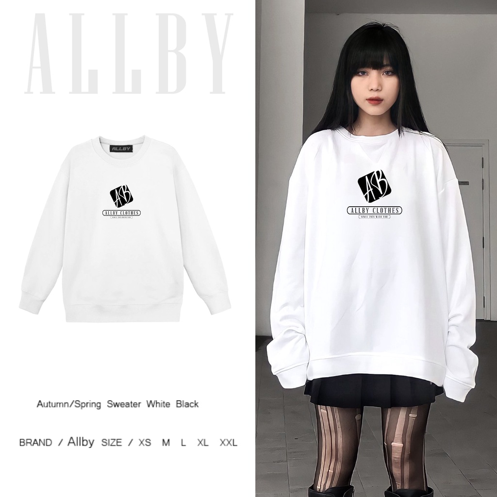 Áo sweater nam nữ unisex phom rộng nỉ da cá Allby Logo , áo khoác nỉ nam nữ in hình local brand | BigBuy360 - bigbuy360.vn
