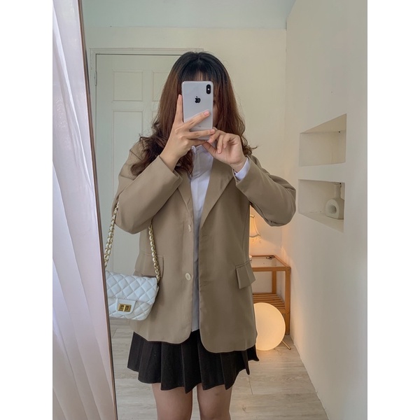 Áo blazer nâu tây 2 lơp phong cách Hàn quốc-Áo vest nâu sang chảnh nh