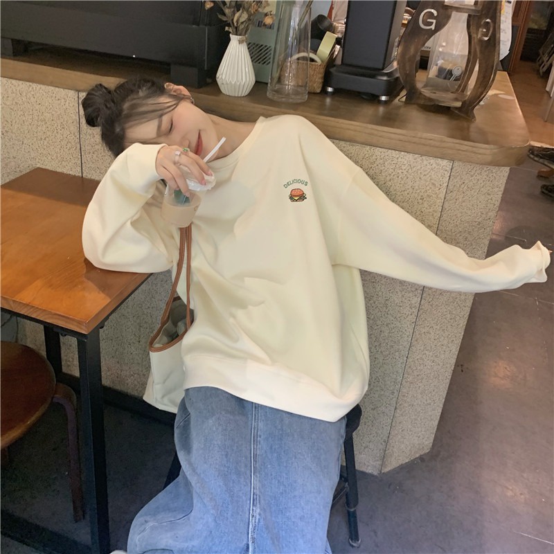 Xiaozhainv Áo sweatshirt tay dài dáng rộng phong cách Hàn Quốc thời trang trẻ trung cho nữ | BigBuy360 - bigbuy360.vn
