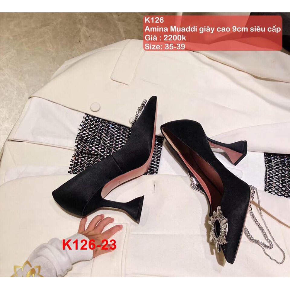 K126-23 Amina Muaddi giày cao 9cm siêu cấp