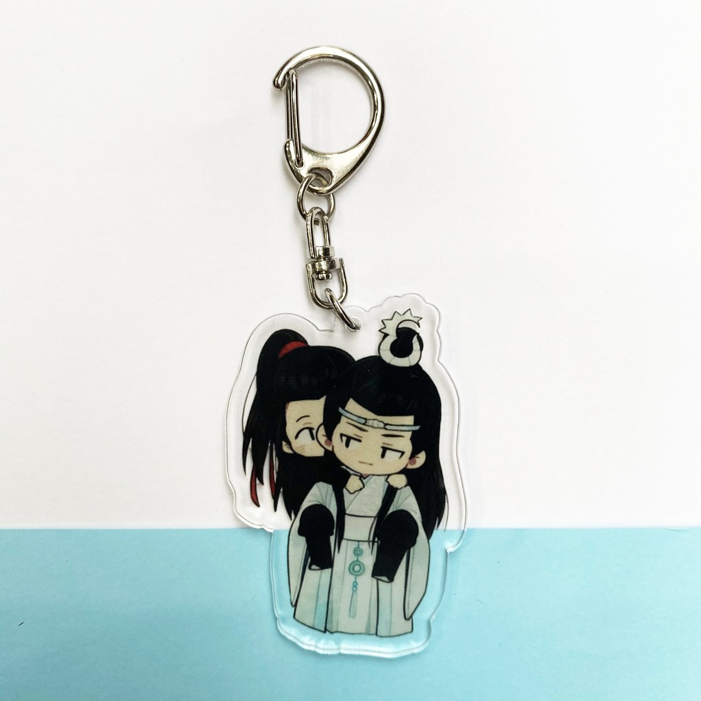 ( Mica trong acrylic) Móc khóa hình thỏ đen trắng Ma đạo tổ sư tổ sư in hình anime chibi