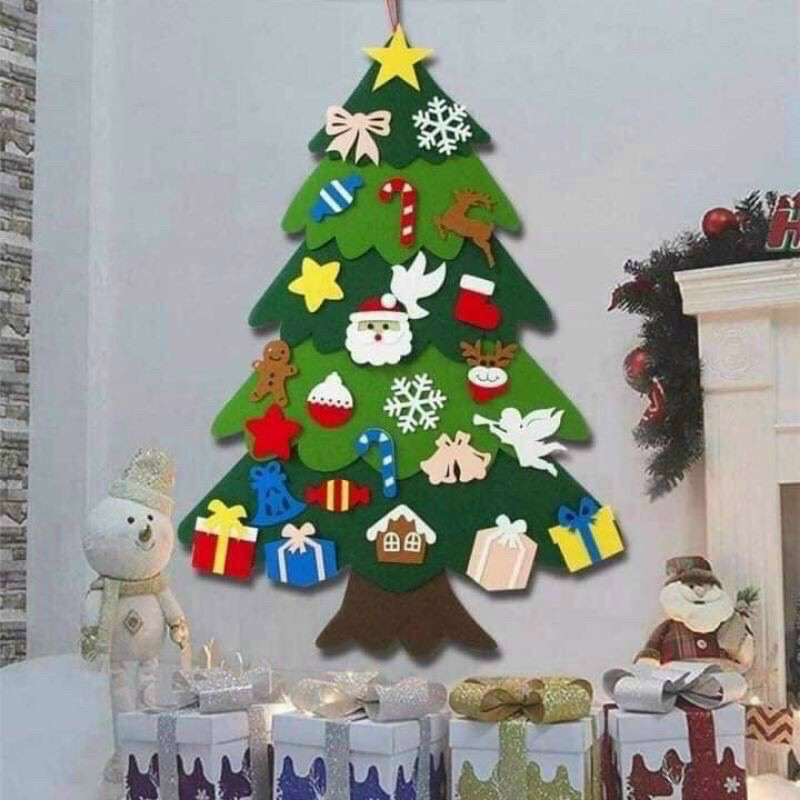 Cây thông noel vải dạ, vải nỉ 32 chi tiết, đồ trang trí giáng sinh