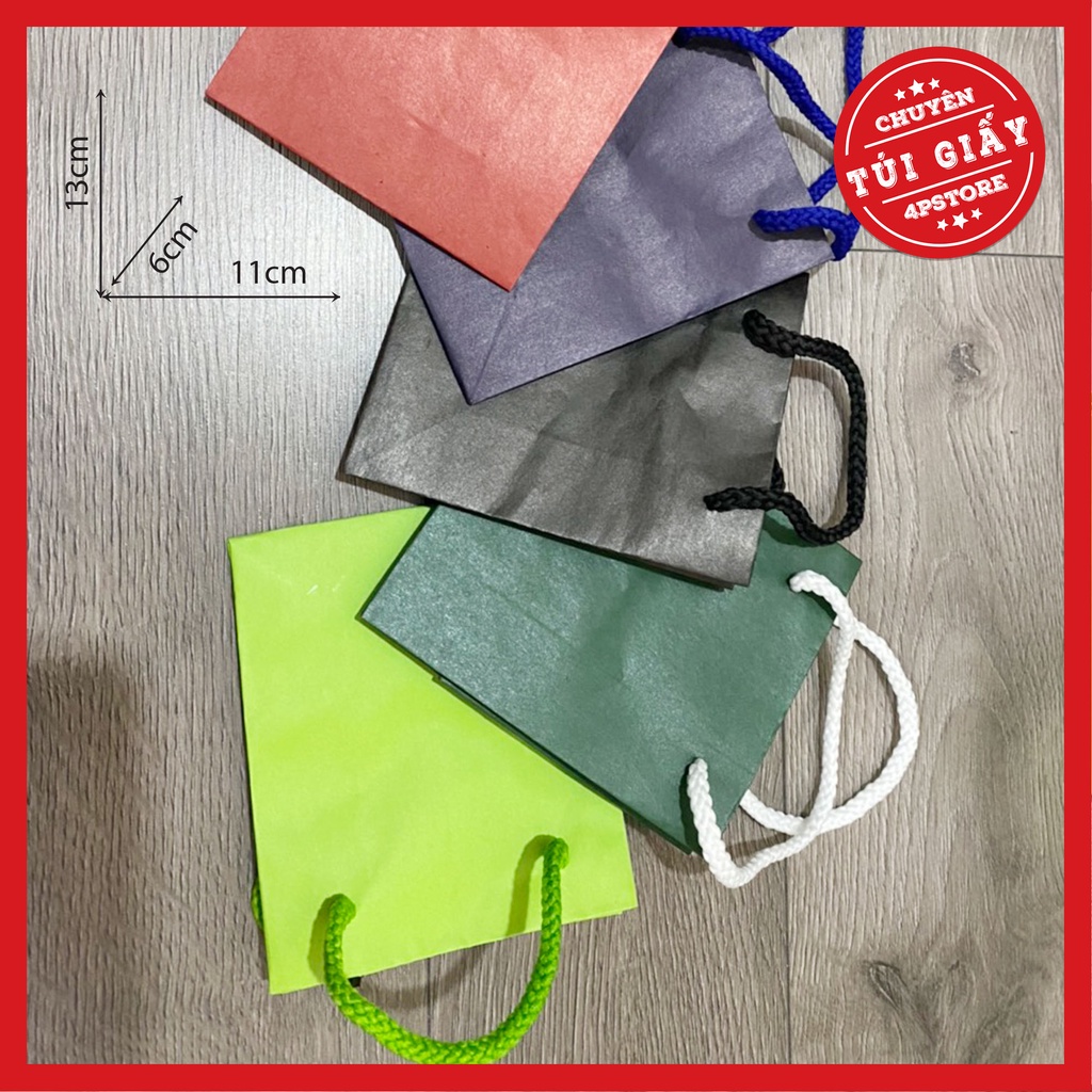10 TÚI GIẤY XANH LÁ ĐẬM QUAI DÙ 11 X 13 X 6 CM