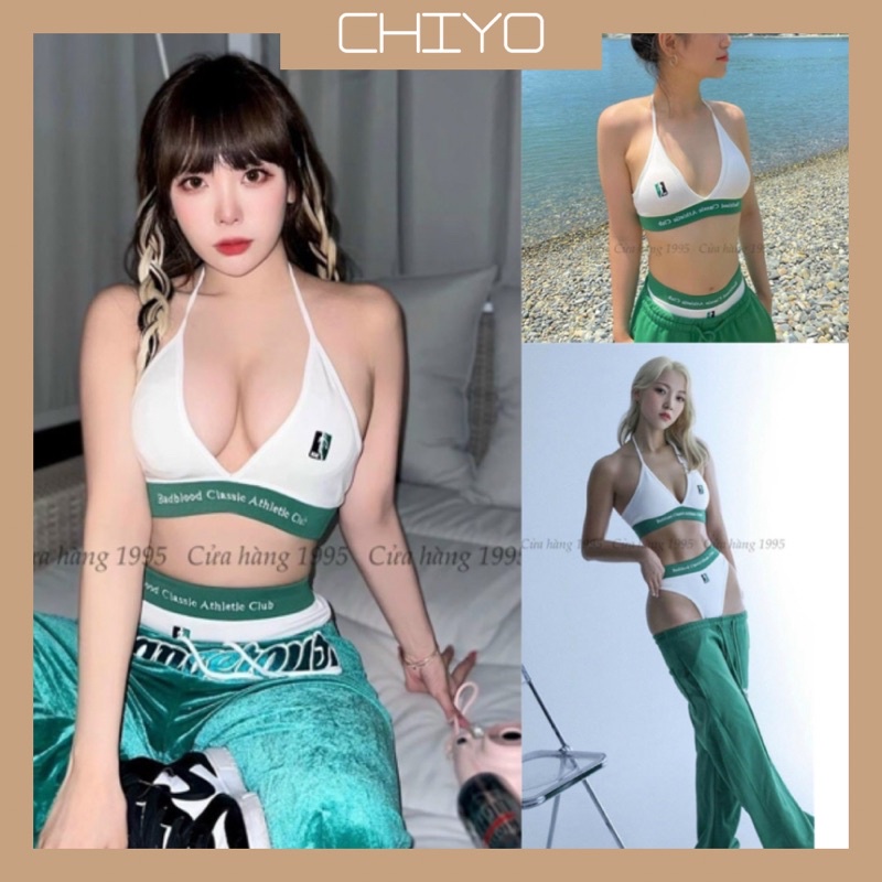 Set Bikini Đi Biển Xanh Trắng Năng Động S15