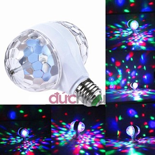 Đèn LED xoay vũ trường sân khấu mini 7 màu đui E27 2 đầu