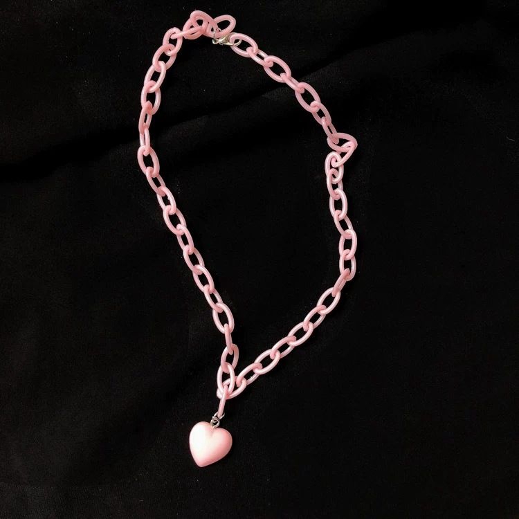 Dây chuyền 22413 mặt trái tim màu sắc cầu vồng bằng acrylic phong cách Hyuna thời trang Nhật Hàn độc đáo dễ phối đồ