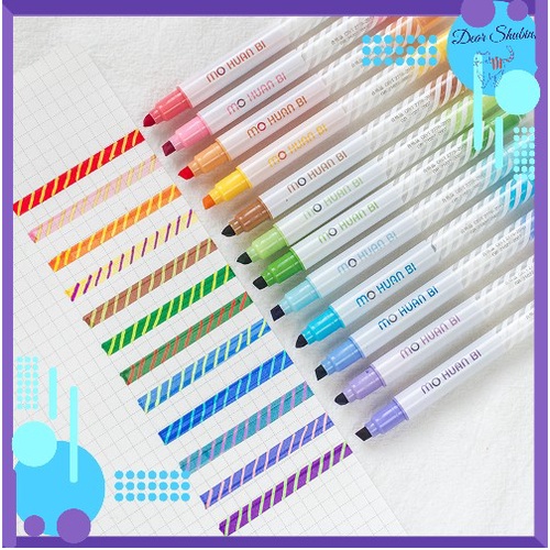 Set 12 bút dạ quang/ highlight đổi màu - Dear Shubin