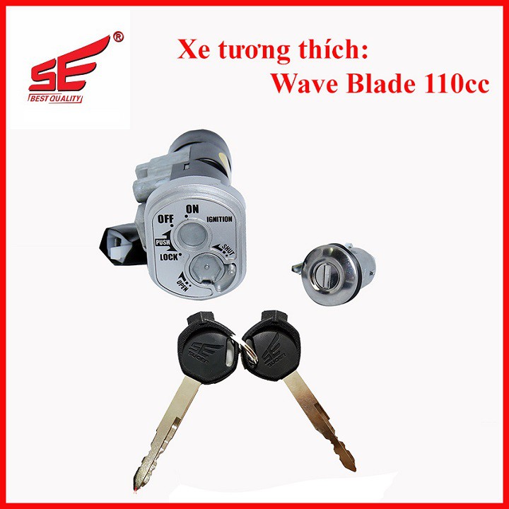 Bộ ổ khóa xe máy WAVE BLADE 110cc năm 2016 2 cạnh thương hiệu SE