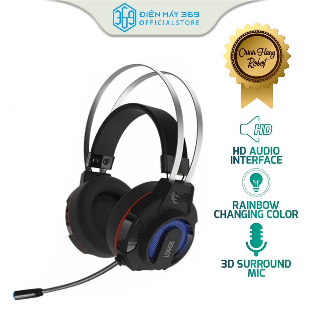 Tai nghe Chụp Tai Gaming ROBOT RH-G20, Chống rối, chống đứt gãy, tuổi thọ cao, Chất lượng âm thanh tuyệt vờ