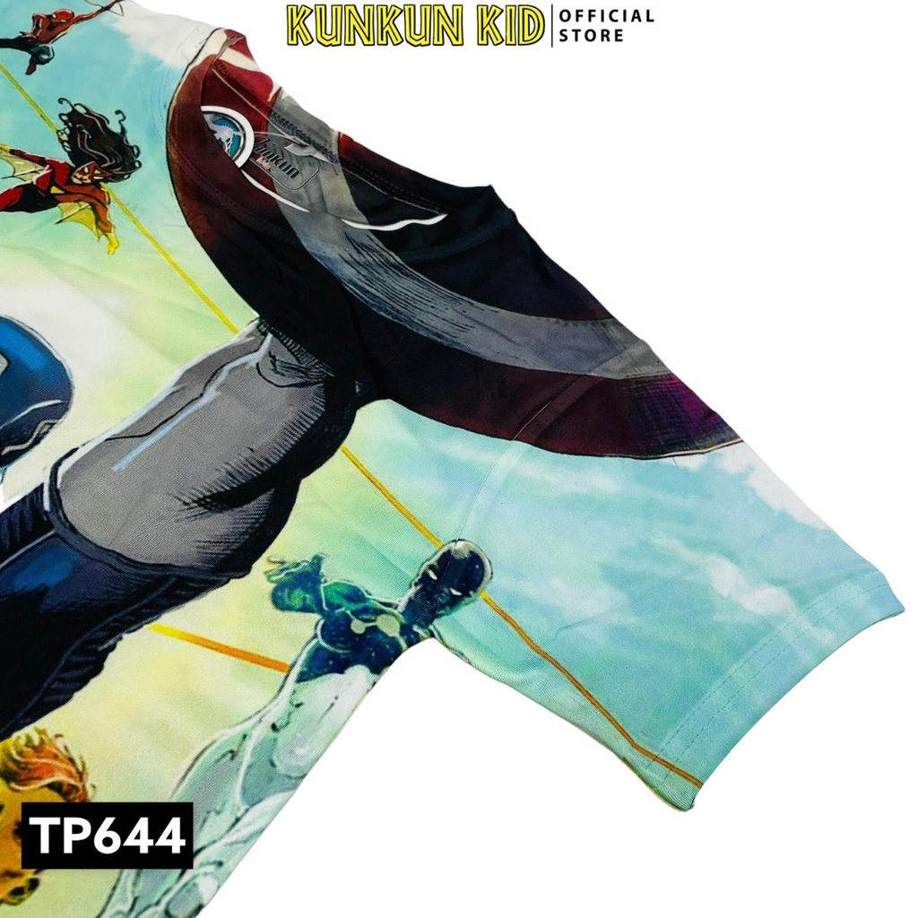 Quần áo trẻ em ngắn tay thun lạnh thoáng mát in 3d hình captain america Kunkun Kid TP644