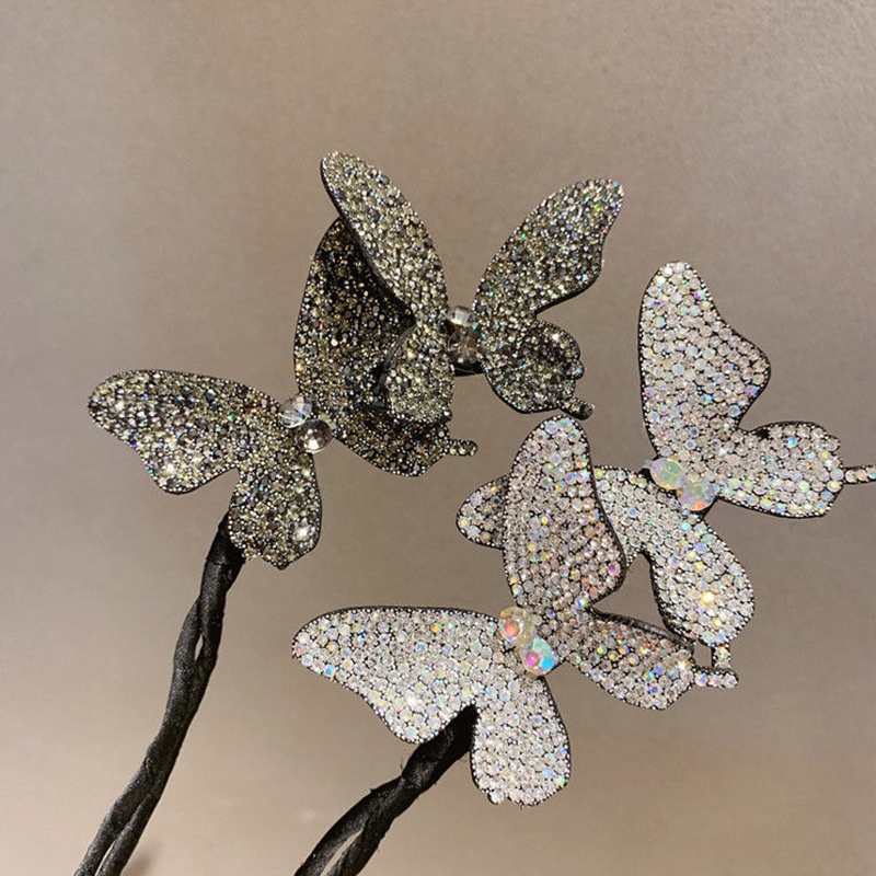 Kẹp Tóc Hình Bướm Đính Kim Sa Lấp Lánh Thời Trang Cho Nữ