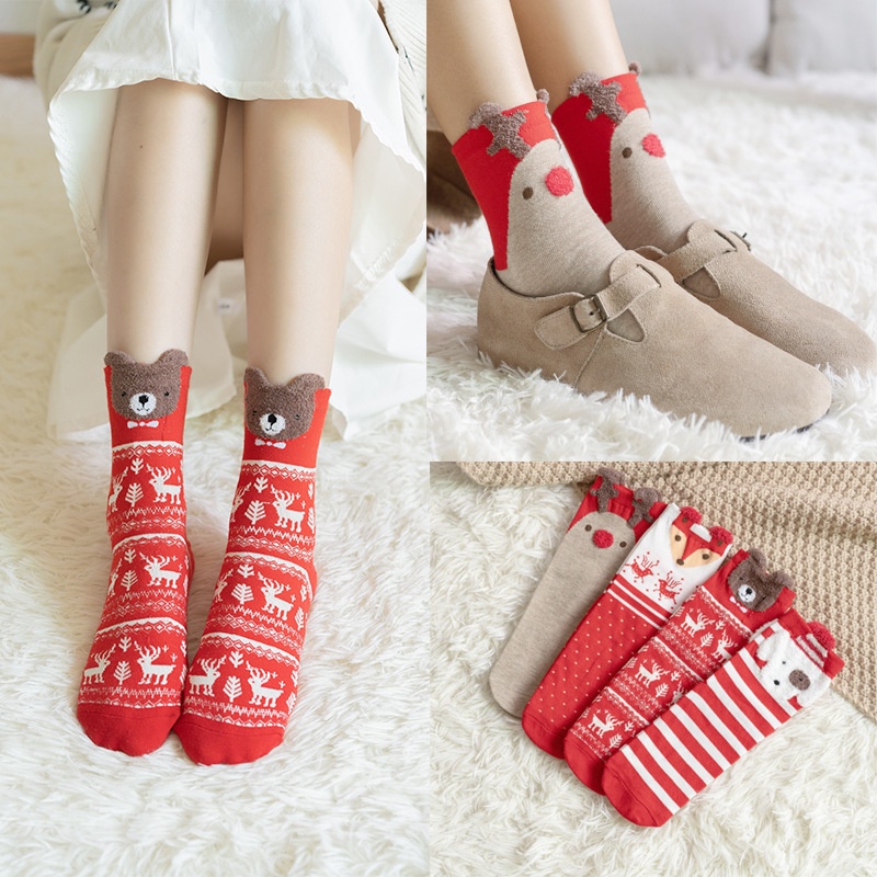 Vớ cotton Cổ Trung Họa Tiết Hoạt Hình Phong Cách Nhật Bản Thời Trang Xuân Thu Cho Nữ