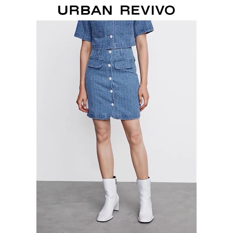 Chân váy dạ xanh Urban Revivo