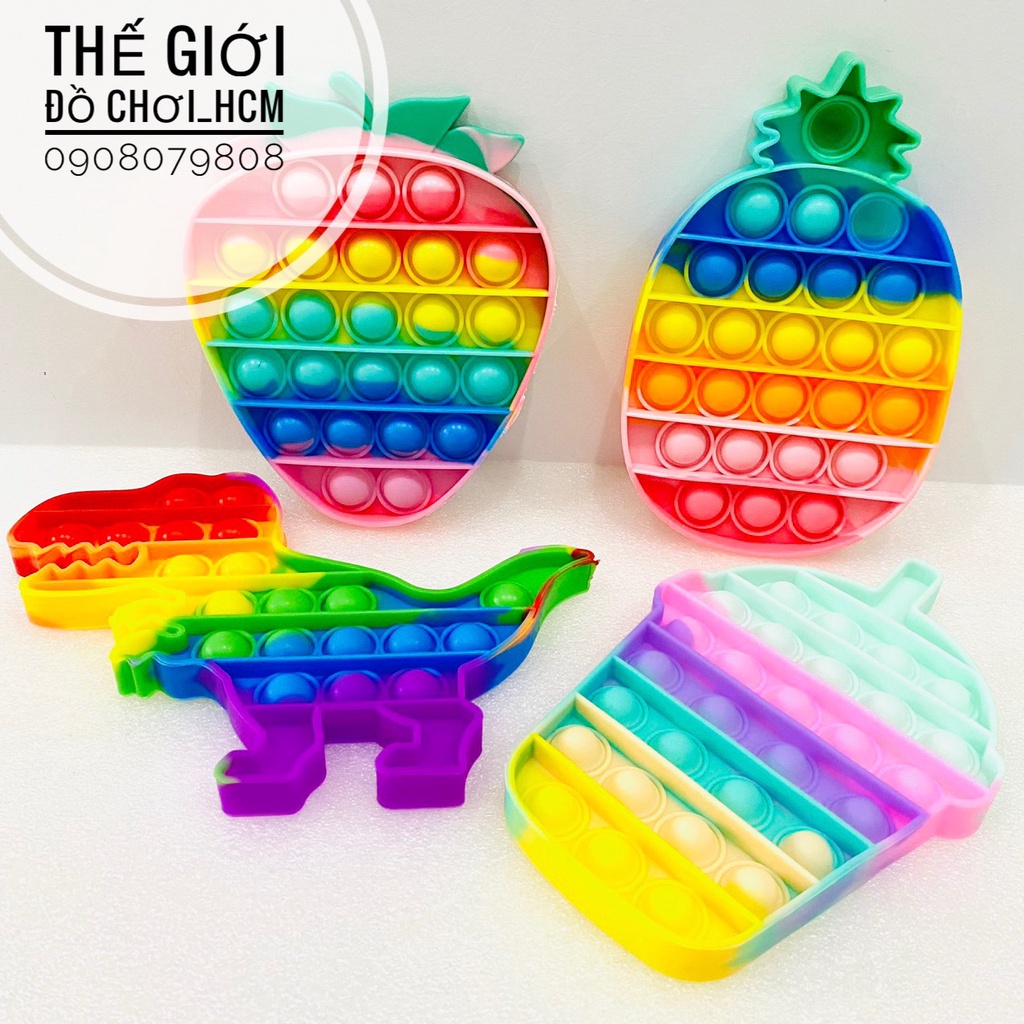 [HOT - VUI NHỘN] Đồ chơi bóp bong bóng Pop it Fidget toy, giúp giảm căng thẳng, hình hoa quả, khủng long.