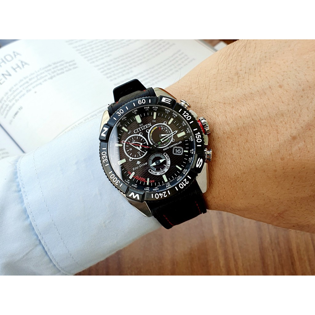 Đồng hồ nam chính hãng Citizen Promaster NaviHawk Atomic CB5841- 05E - Máy Quartz năng lượng ánh sáng - Kính Sapphire