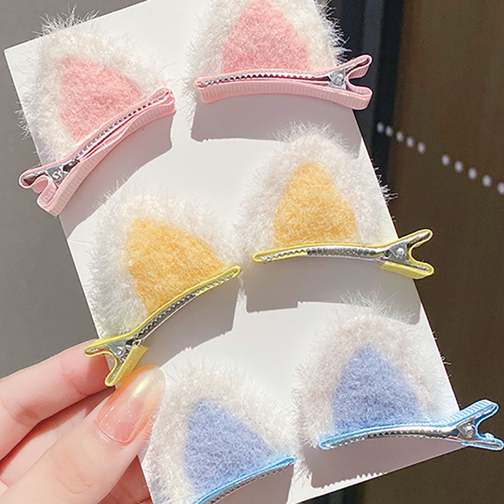 Set 2 kẹp tóc phối chi tiết tai lông xù thời trang xinh xắn cho nữ