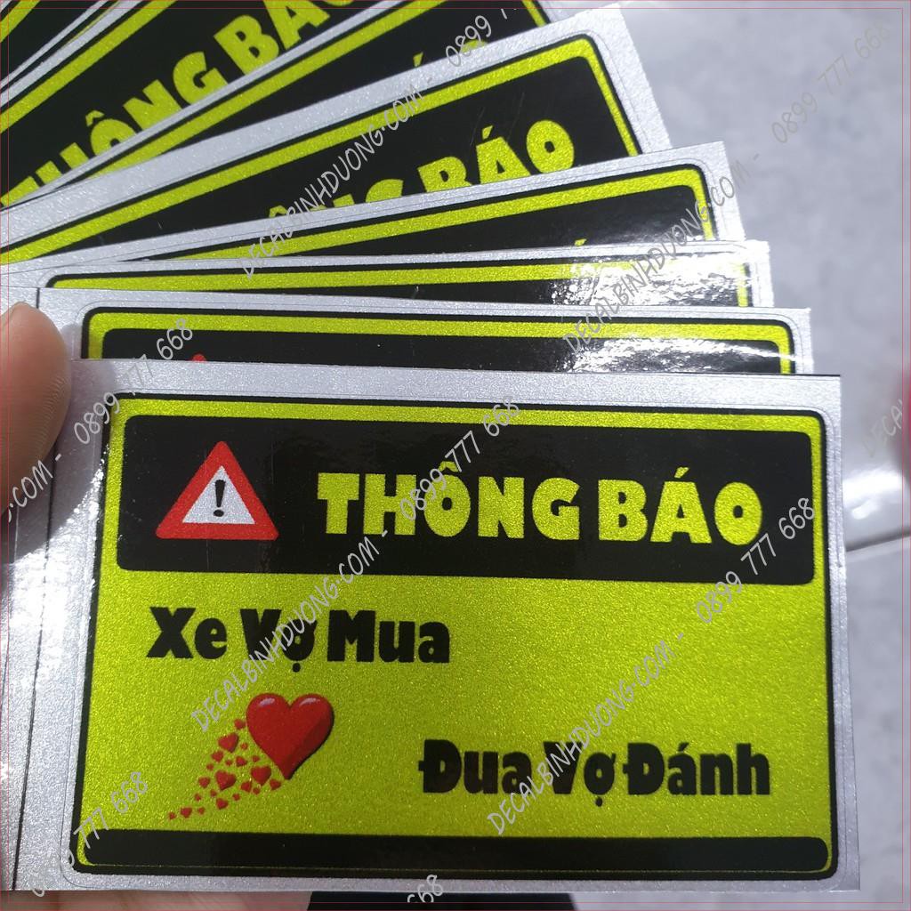 [SIÊU RẺ] Tem Dán Xe Máy - Sticker Thông Báo In Chrome Đẹp Nhất