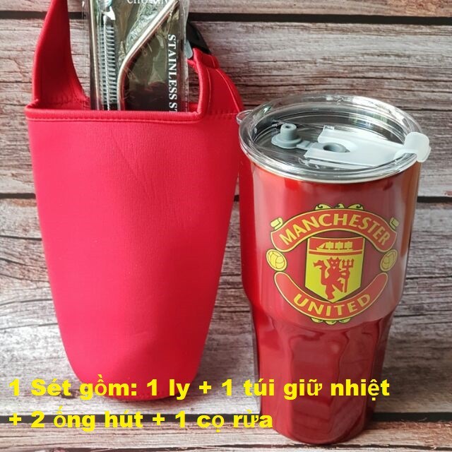 Ly giữ nhiệt Yeti Inox cao cấp ThaiLand manchester đỏ (Kèm túi xách + ống hút + cọ)