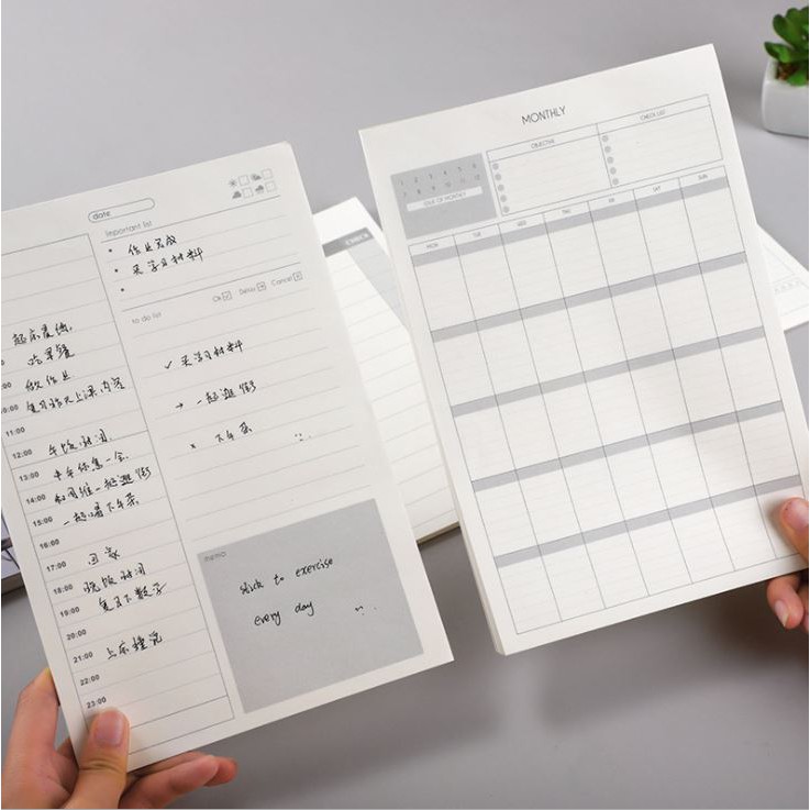 Tập Giấy Note Ghi Chú Kế Hoạch Ngày Tháng - Checklist ( 40 tờ) Size Lớn 18x26.5cm