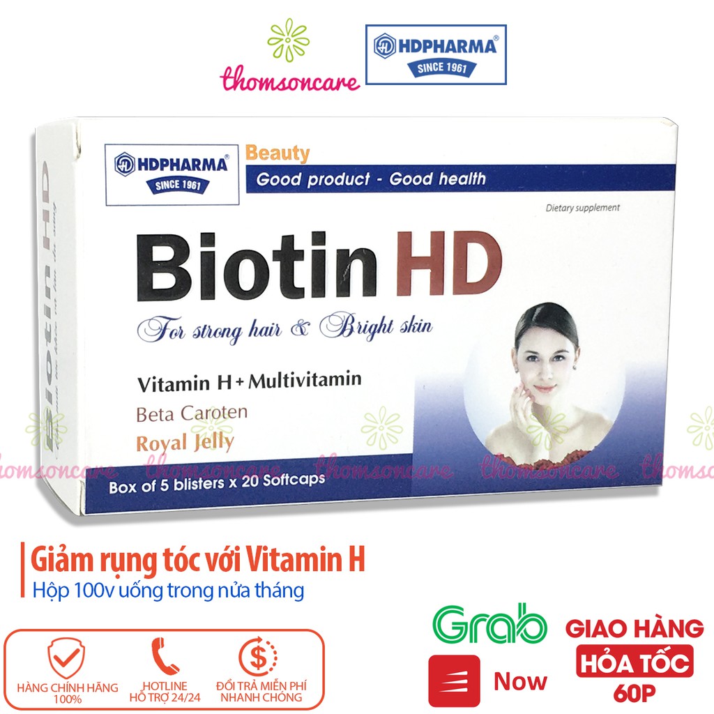 Bổ sung Biotin Vitamin H - giúp giảm rụng róc, sạm da - Hộp 100 viên