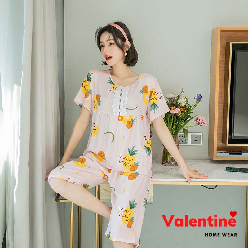 Bộ đồ nữ mặc nhà áo ngắn tay, quần lửng chất vải lanh lụa cotton tự nhiên thoáng mát nhiều màu, mã VABD0169