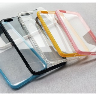 Ốp iphone chống ố màu trong suốt cứng viền màu