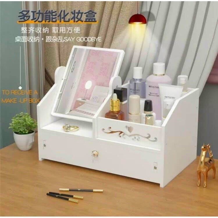 ❣️Kệ Mỹ Phẩm❣️ Mini, Kệ Để Đồ Trang Điểm Có Kèm Gương