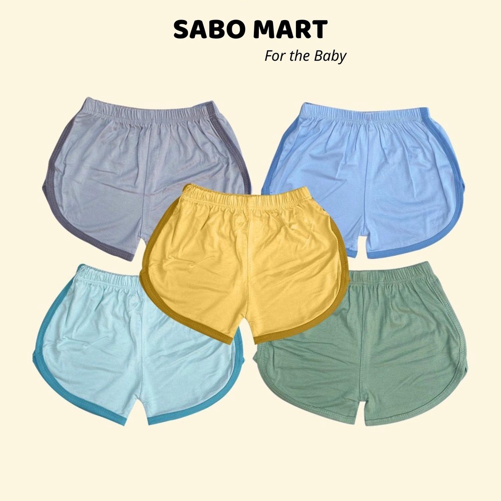 SET 5 Quần Đùi Thun Lạnh KWOO Màu Trơn Hàn Quốc Cho Bé 6-17kg - SABOMART