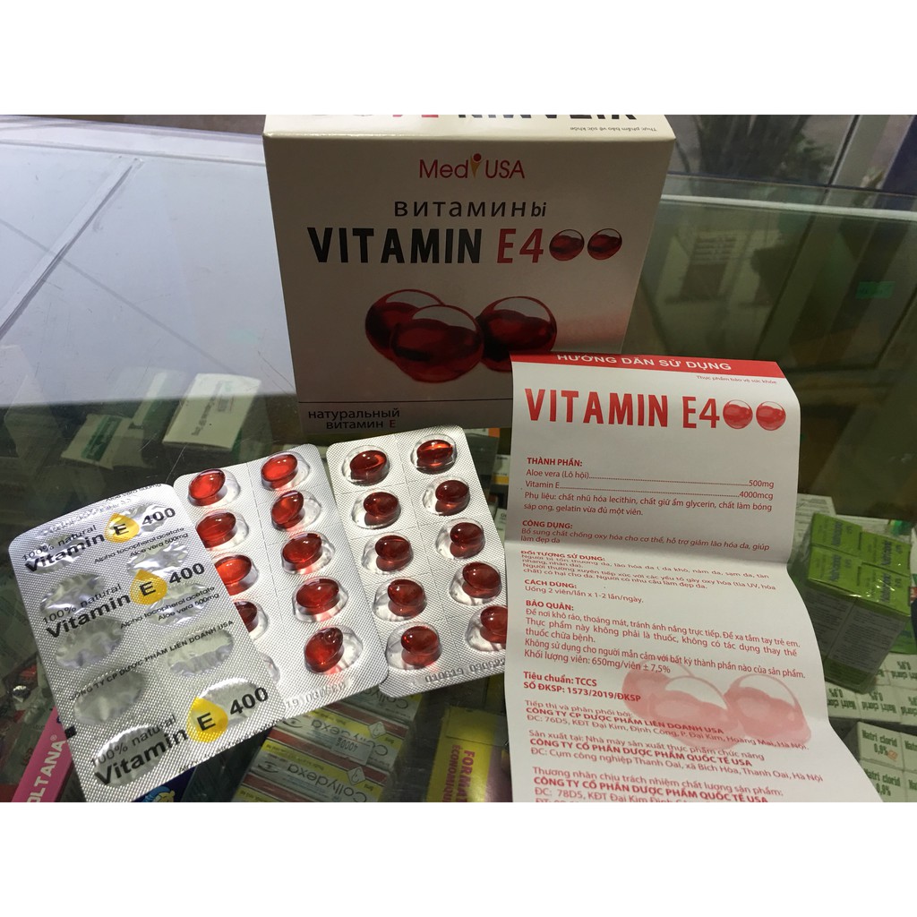 VITAMIN E 400 Đỏ kèm lô hội giúp sáng và đẹp da (hộp 10 vỉ * 10 viên) | BigBuy360 - bigbuy360.vn