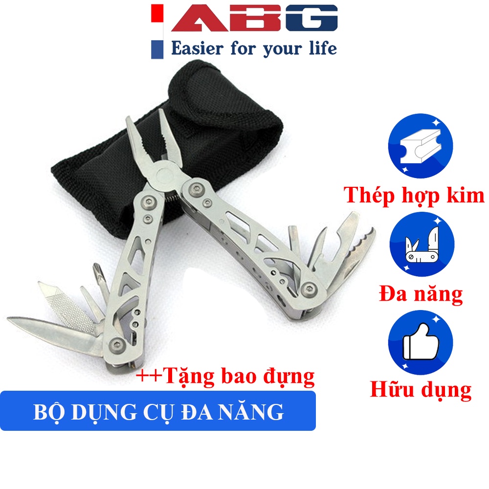 Kìm Đa Năng Mini Dụng Cụ Sinh Tồn Bỏ Túi  ABG 13 Chức Năng Trong 1 Bằng Thép Cao Cấp Tặng Kèm Bao Đựng