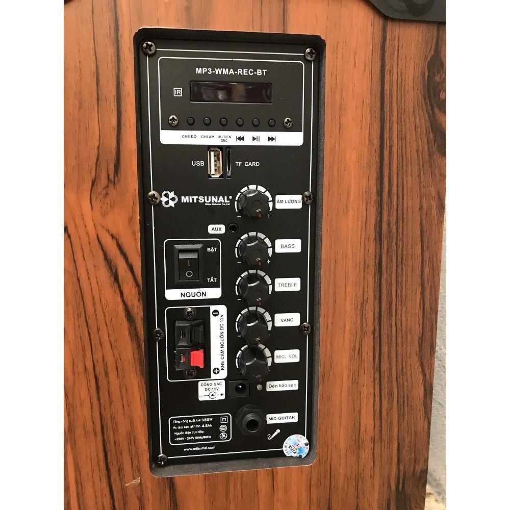 Loa kéo karaoke Mitsunal T1209 BASS 30CM, Loa hát hay,  Phù hợp với diện tích 250 m2, Kèm 2 mic hút âm - Hàng bán chạy