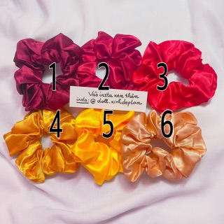 Scrunchies vải satin lụa bóng 20 màu