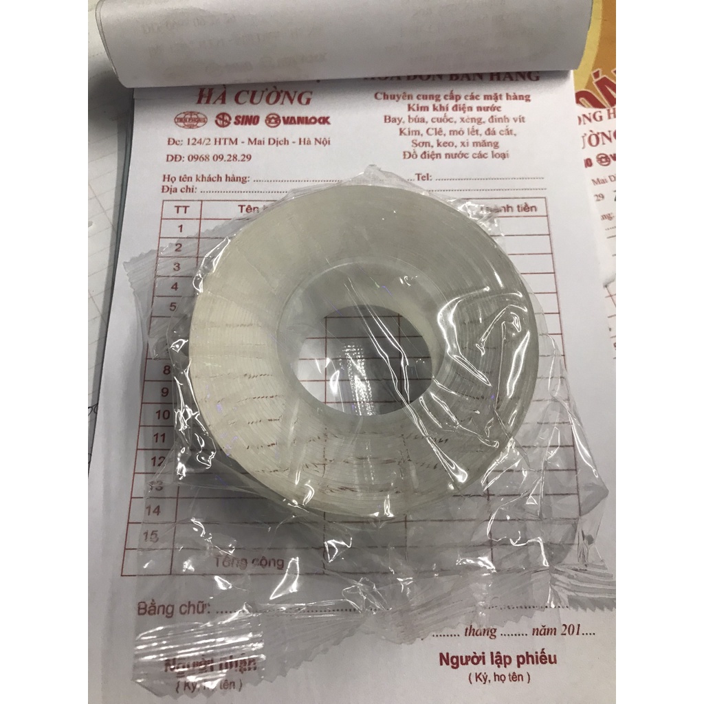 Băng keo dán dính trắng và hai, 2 mặt đa năng trong suốt 5m Dày 1,1 mm Rộng 3cm siêu dính Hàng Cao Cấp