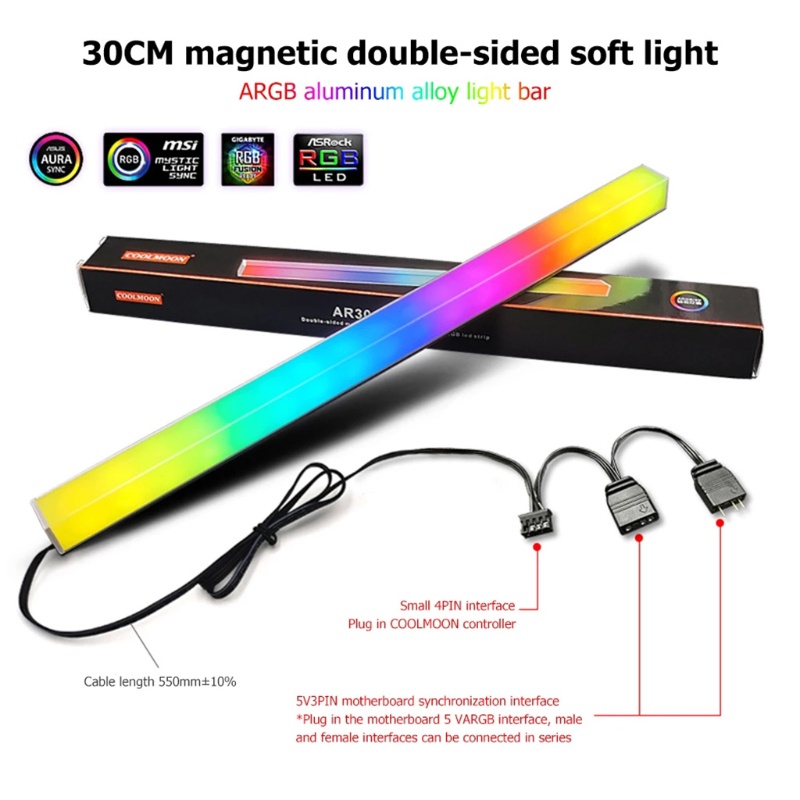 Thanh Đèn LED RGB Hai Mặt Bằng Nhôm Màu Sắc Thương Hiệu NAMA Coolmoon