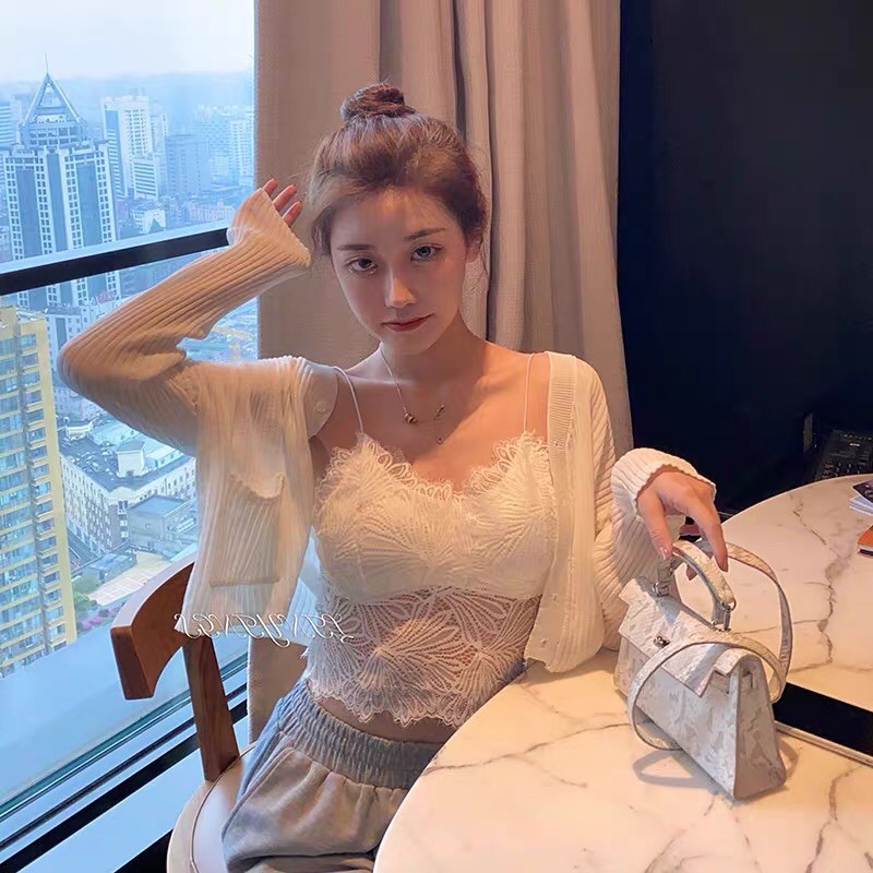 Áo Bra ren dáng lỡ kèm mút ngực dây bún sexy, tôn dáng cho nàng