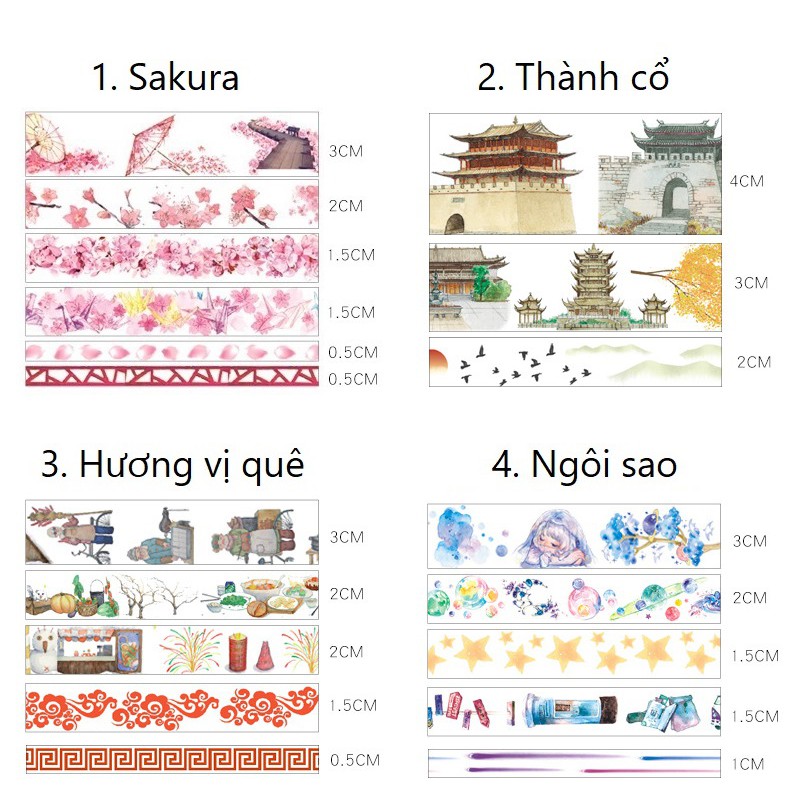 Set băng dính washi tape WT235