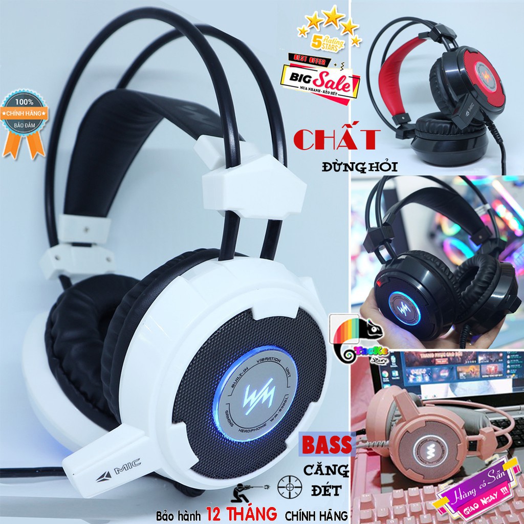 Tai nghe Game Thủ, có Mic, Wang Ming 8900L Tai Nghe Gaming, Tai nghe chơi game có Led I Headphone WangMing 8900L LED - H