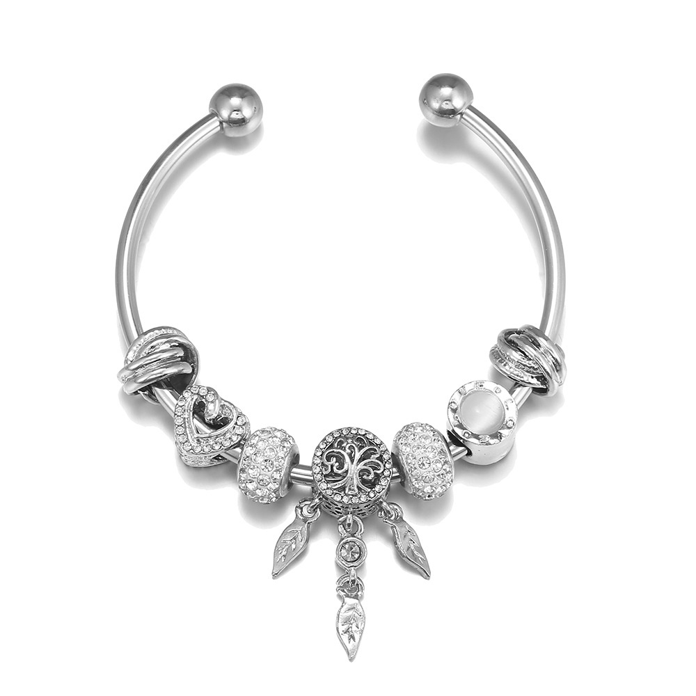 Vòng Tay Chuỗi Hạt Mắt Mèo/ Trái Tim/ Lưới Giấc Mơ/ Mắt Mèo Bằng Kim Loại Phong Cách Boho Thời Trang DIY