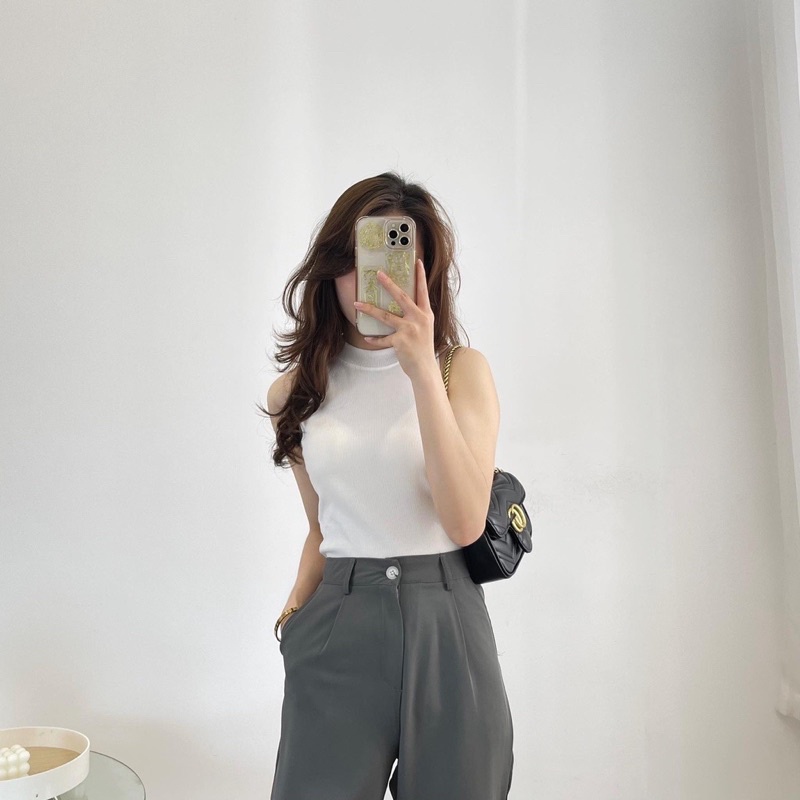 [Hàng sẵn] ÁO BA LỖ COTTON TĂM CỔ CAO DÁNG ÔM