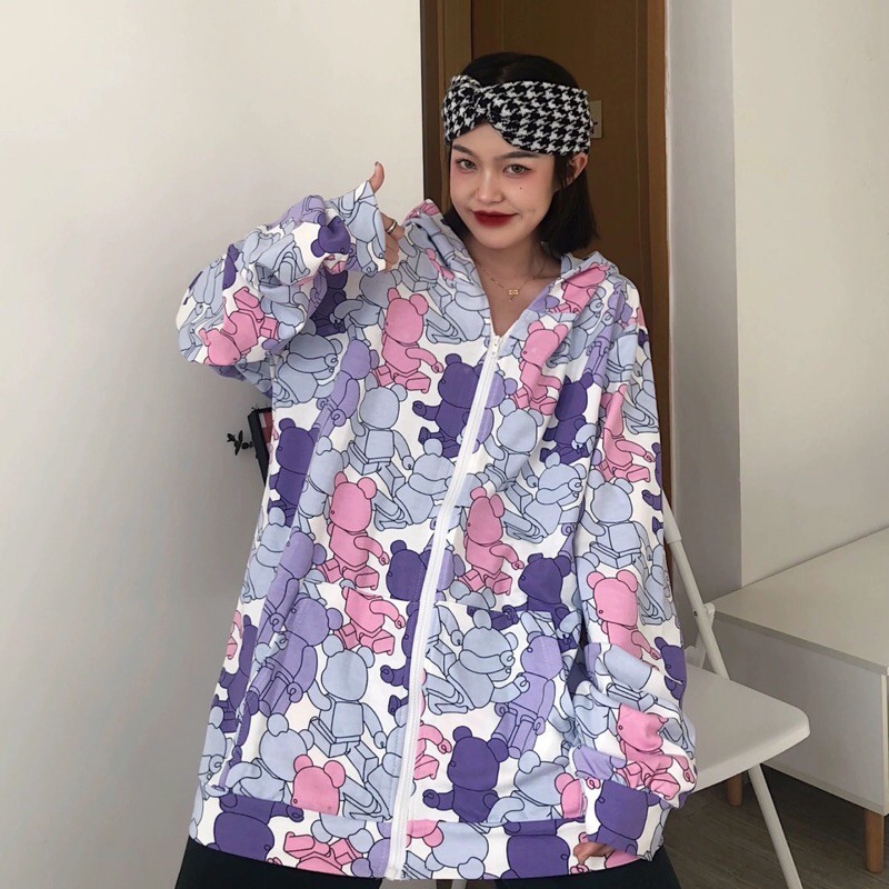 [HÀNG MỚI] Áo Khoác Hoodie nỉ form thụng Unisex in 3D gấu bự siêu hot