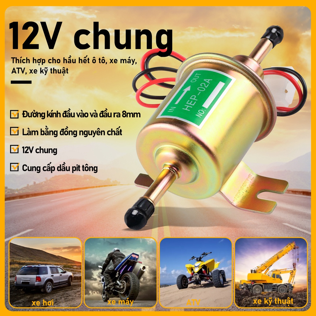 bơm dầu diesel 12v máy bơm nhiên liệu áp suất thấp 12v bơm tự mồi-lưu lượng 100 lít một giờ HEP-02A