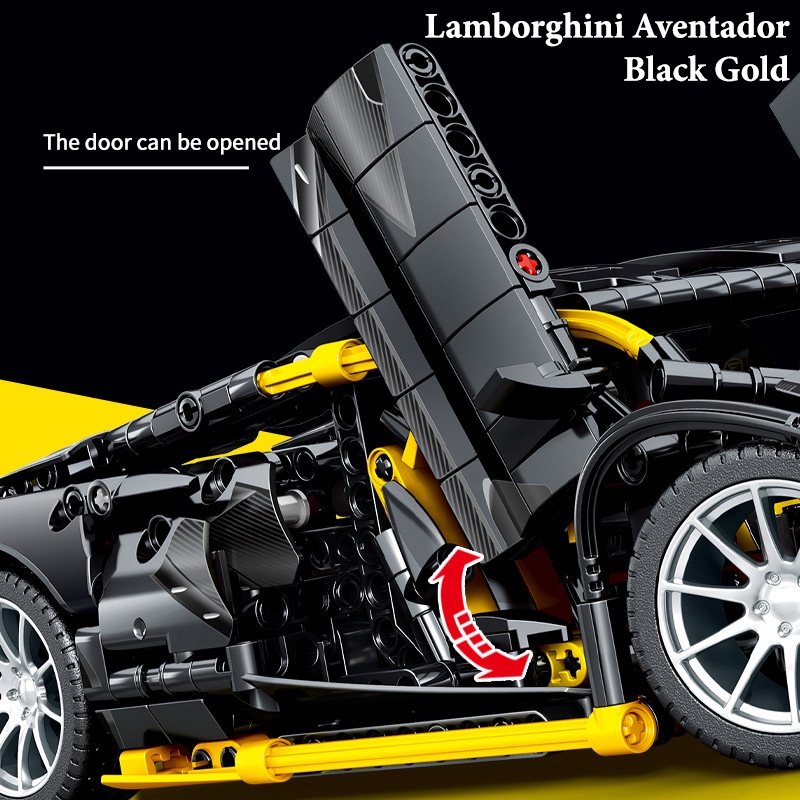 Đồ Chơi Lắp Ráp Mô Hình Siêu Xe TECHNIC Lamborghini Aventador Black Gold RC 701954 Với 1254 PCS