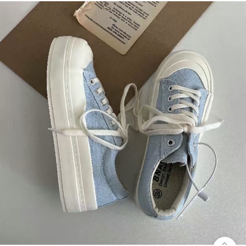 Giày vải canavas ulzzang đế bánh mì buộc dây