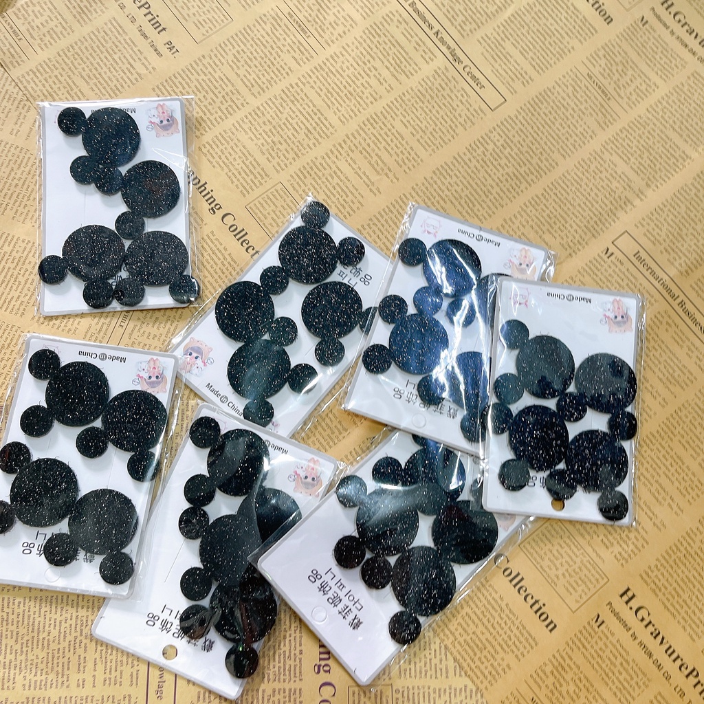 Miếng dán tóc hình gấu đen- set 4 miếng cố định tóc mái