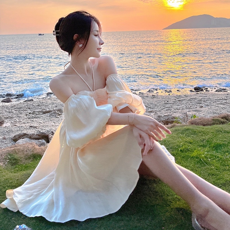 Đầm Bayby Phong Cách Hàn Quốc Du Lịch Màu Be Mã 339