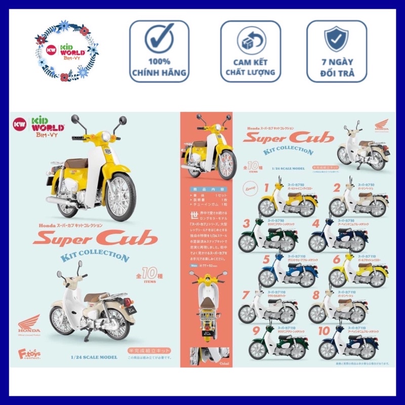 Xe mô hình lắp ráp Honda Super Cub F-Toys, Nhật Bản. Tỷ lệ 1:24.