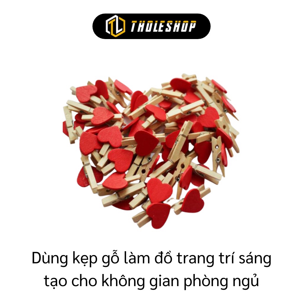 [SGD] Kẹp Ảnh - Combo 10 Kẹp Gỗ Treo Ảnh Hình Trái Tim Trang Trí Phòng, Tiệc Sinh Nhật 8484