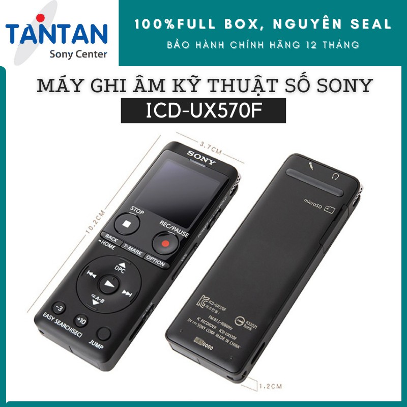 Máy Ghi Âm Kỹ Thuật Số USB Sony ICD-UX570F | 4GB - Khe cắm micro SD  - Màn hình OLED - Pin: 22h - MP3/LPCM