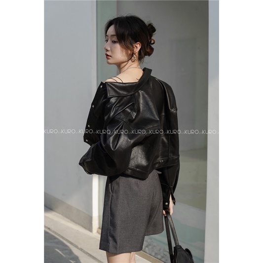 Áo khoác croptop phối li vai 3 màu (Hàng có sẵn)