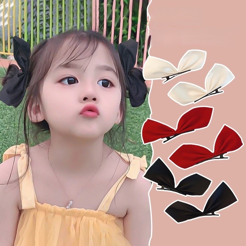 Set 2 Kẹp Tóc Hình Nơ Dễ Thương Phong Cách Hàn Quốc Cho Bé